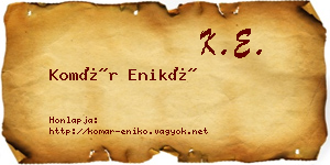 Komár Enikő névjegykártya